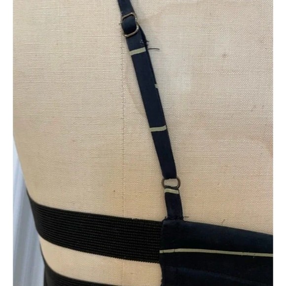 Under Ligne Doo Ri Women’s Dress Navy Black Striped Modal Silk 12 whimsy goth - Picture 4 of 9